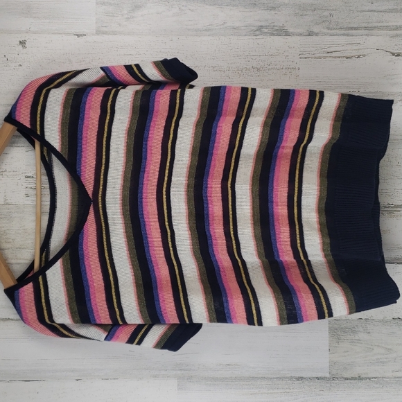 Talbots woman 100% linen blue pink cream striped sweater vback Size X (12W) - Picture 3 of 7